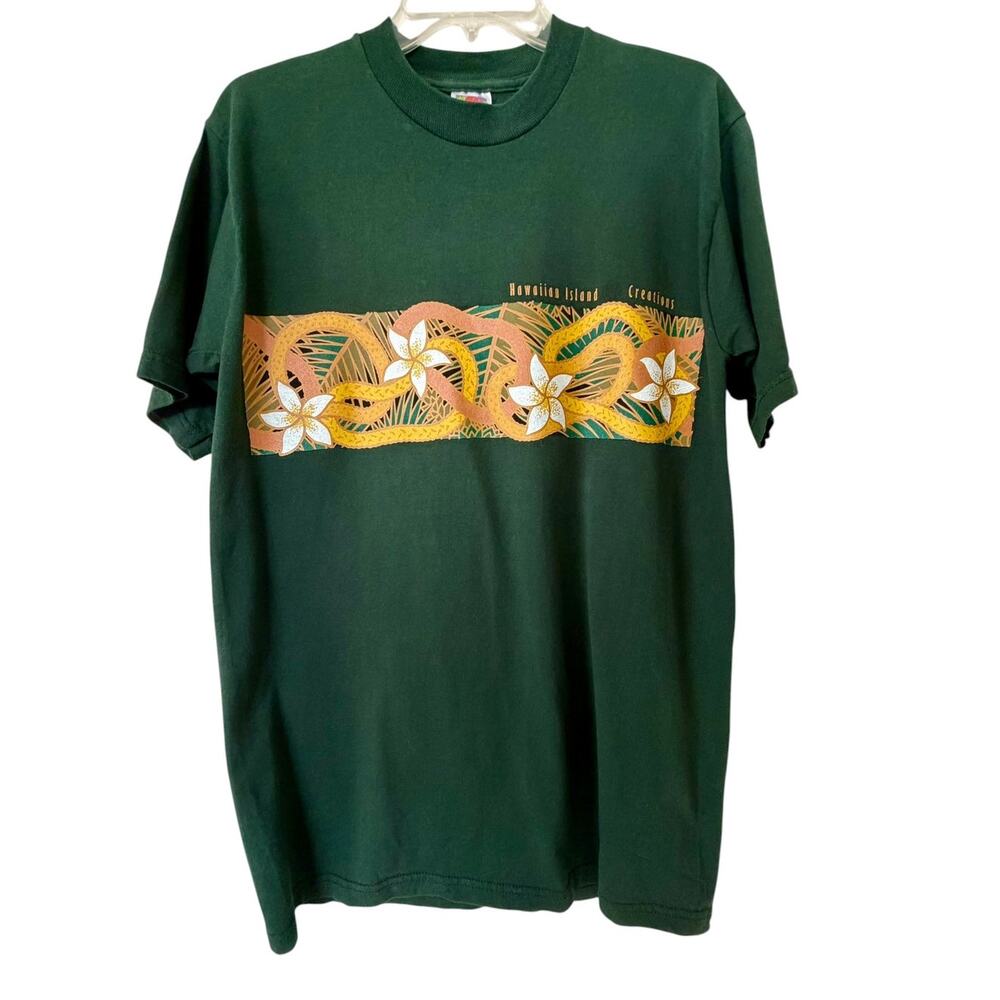 Hawaiian Island Creations Short Sleeve T-Shirt 100% Cotton Dark Green Medium